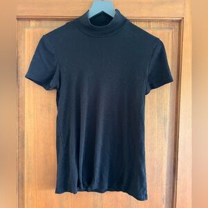 Black Mock neck Short Sleeve Top